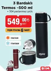 EBBY 3 BARDAKLI TERMOS 500 ML EBBY 3 BARDAKLI TERMOS 500 ML